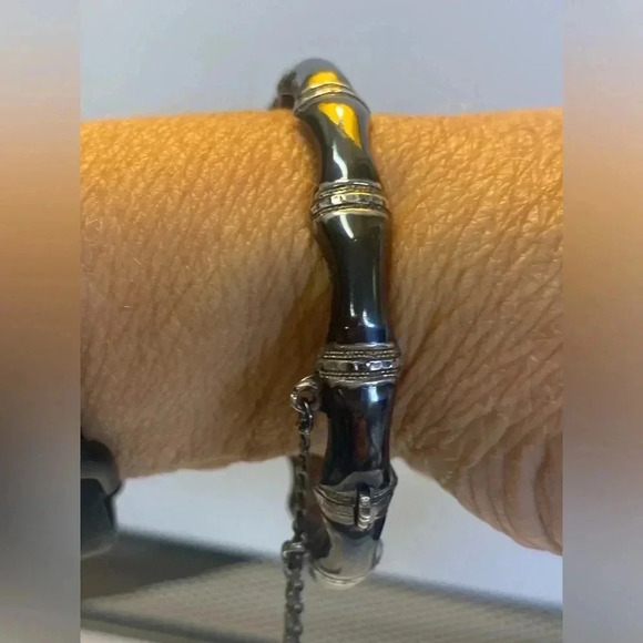 SIAM STERLING SILVER HINGED BANGLE BRACELET. VINTAGE - Picture 3 of 11